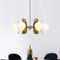 Suspension globes en verre et chrome, rétro, marron ou orange, marron
