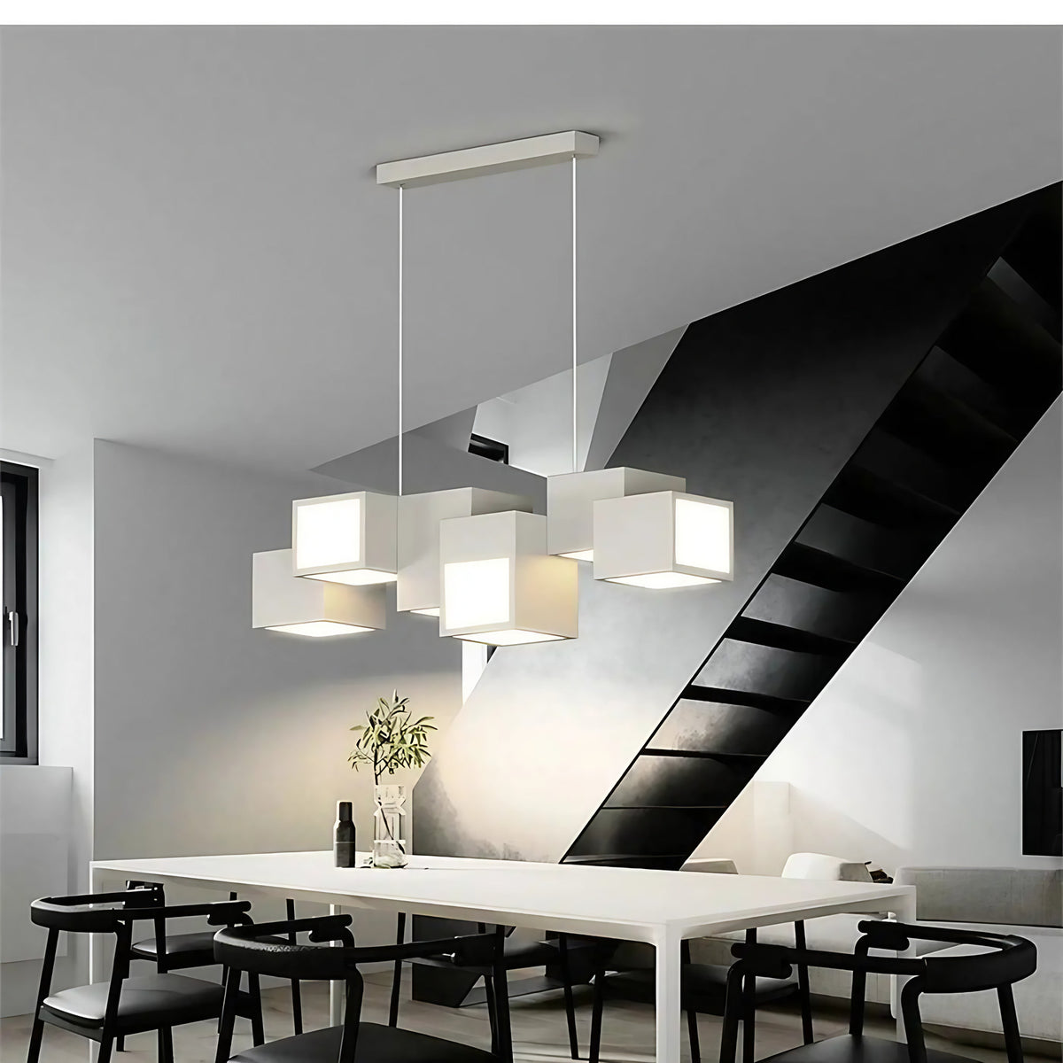 Suspension à cubes géométriques, noir ou blanc, tailles S, M, L, blanc