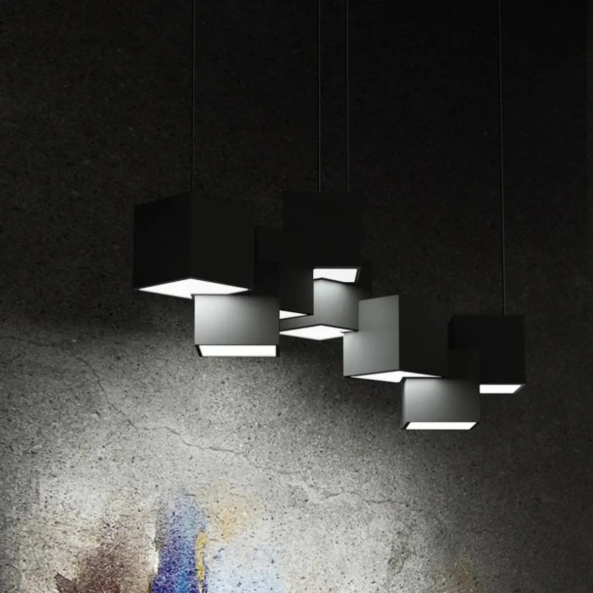Suspension à cubes géométriques, noir ou blanc, tailles S, M, L, noir