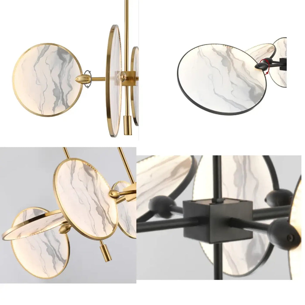 Suspension à disques de marbre, noire ou dorée, tailles S à XL