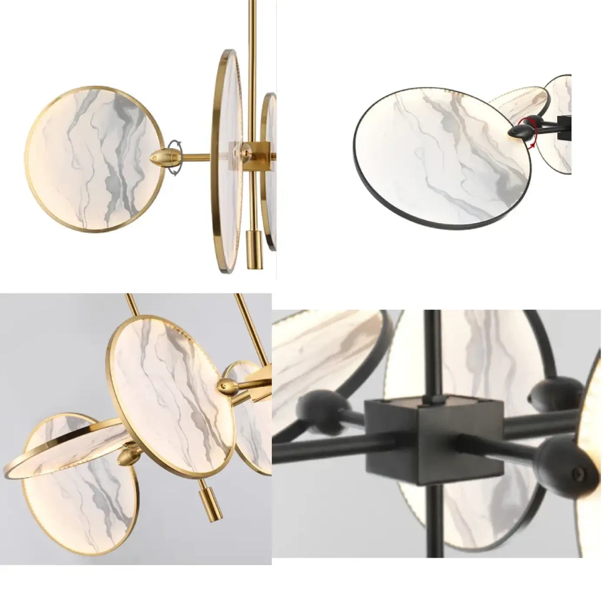 Suspension à disques de marbre, noire ou dorée, tailles S à XL