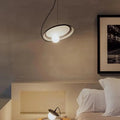Suspension globe opale et anneau en métal, style spatial, noir