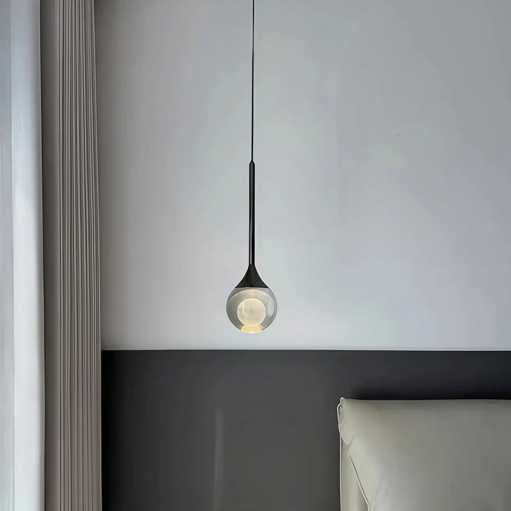 Suspension LED en fer forgé et gouttes de cristal, noir ou argenté