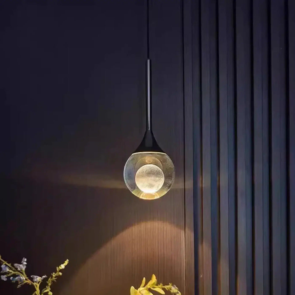 Suspension LED en fer forgé et gouttes de cristal, noir ou argenté, noir