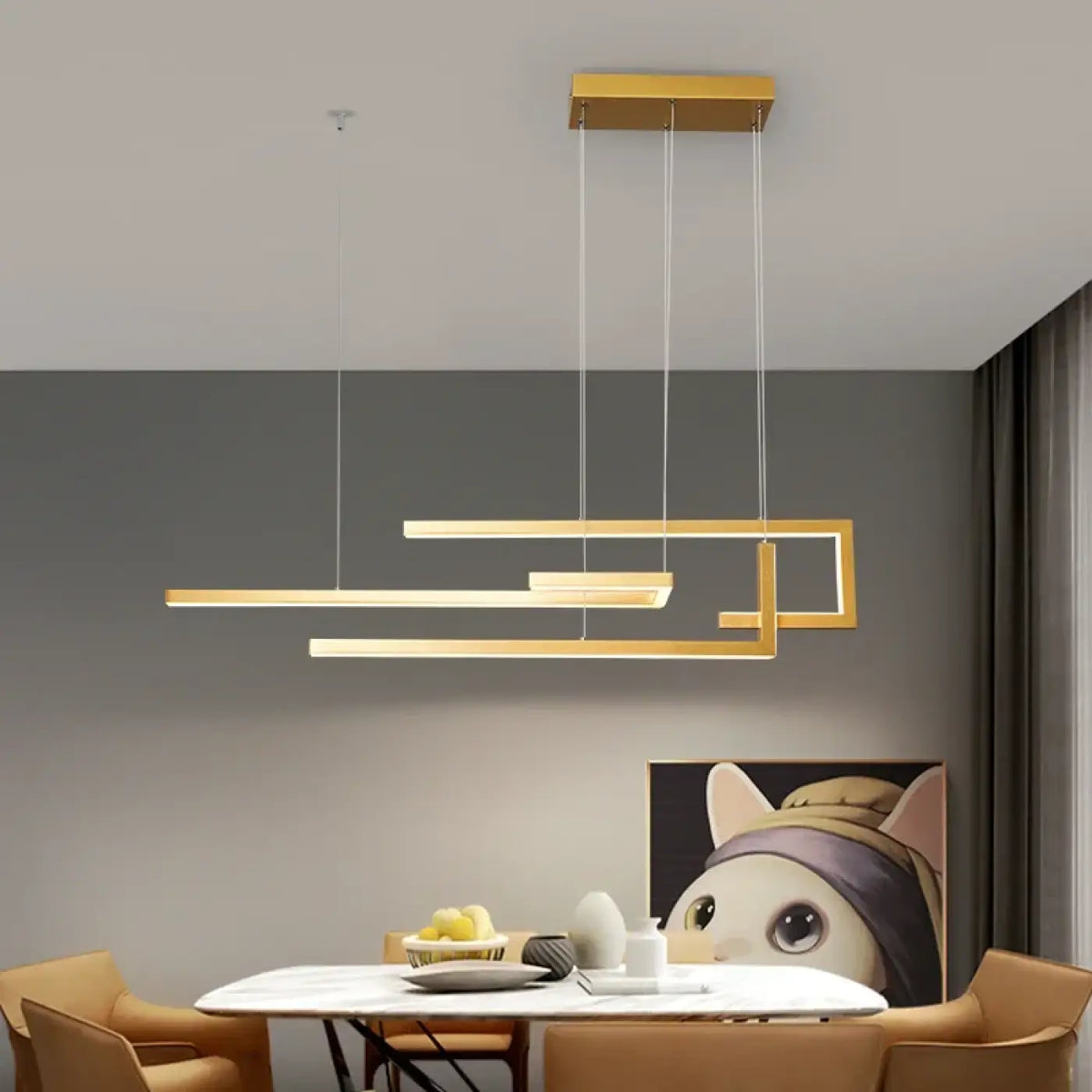 Suspension LED en métal épurée, noir ou doré, tailles S et M