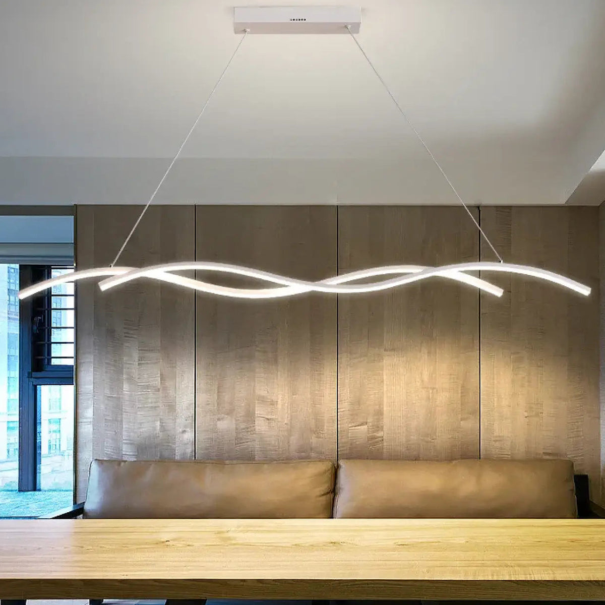 Suspension LED en vague ondulée, noire ou blanche, S, M, L, blanc