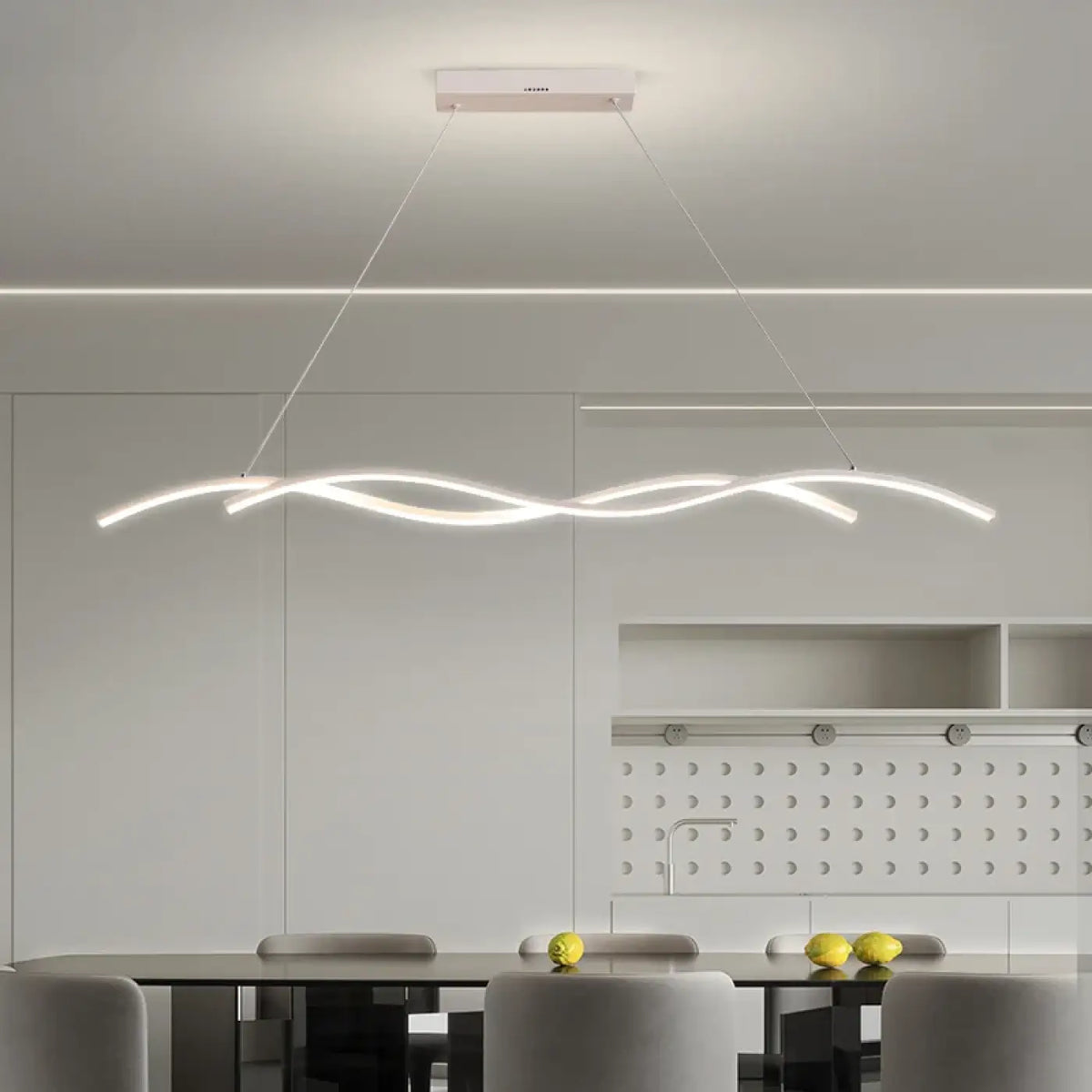 Suspension LED en vague ondulée, noire ou blanche, S, M, L, blanc