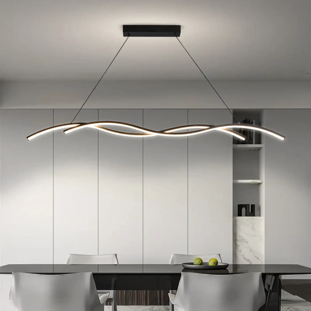 Suspension LED en vague ondulée, noire ou blanche, S, M, L