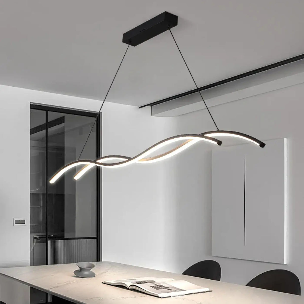 Suspension LED en vague ondulée, noire ou blanche, S, M, L, noir