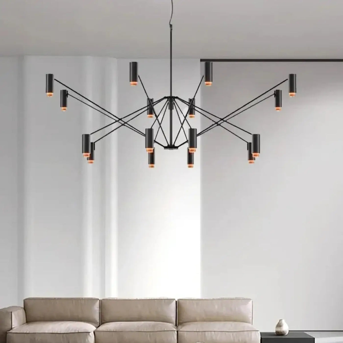 Lustre moderne noir multibras à spots orientés, tailles S ou M