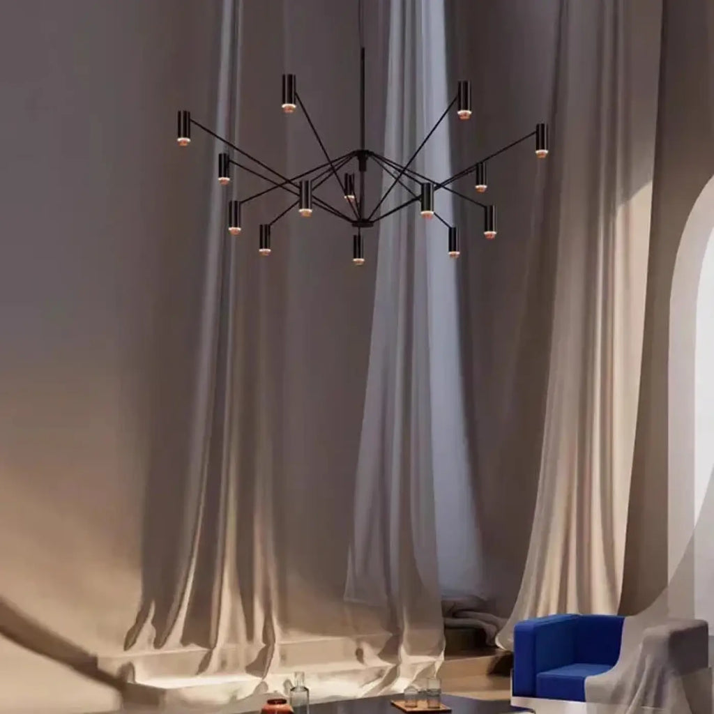 Lustre moderne noir multibras à spots orientés, tailles S ou M