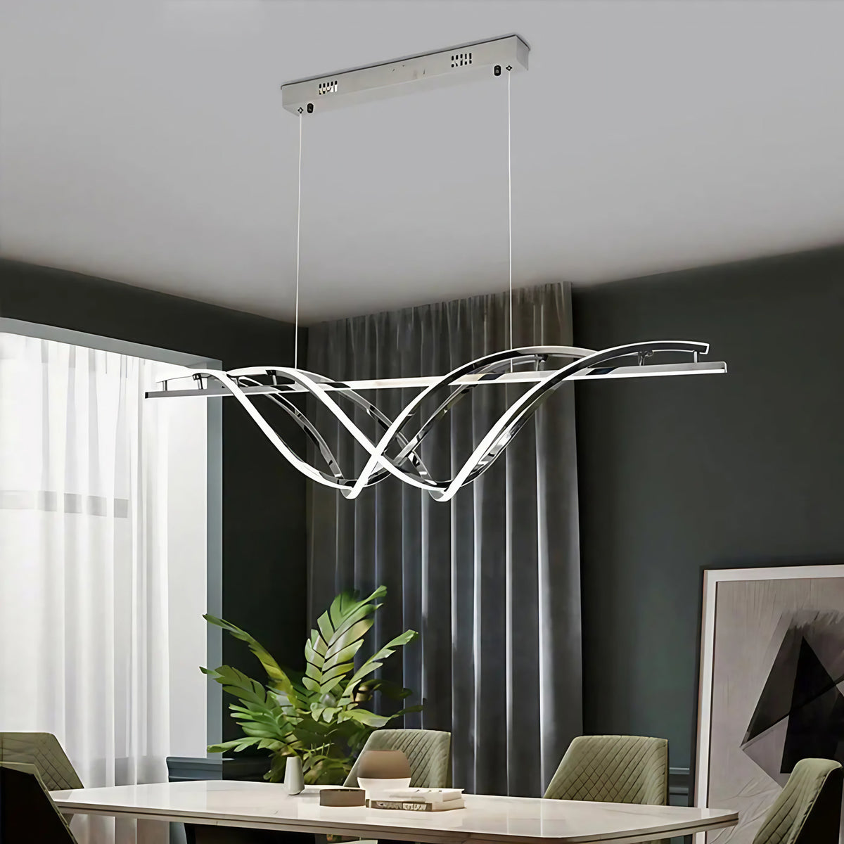 Suspension ondulée en métal, dorée ou argentée, tailles S à XL