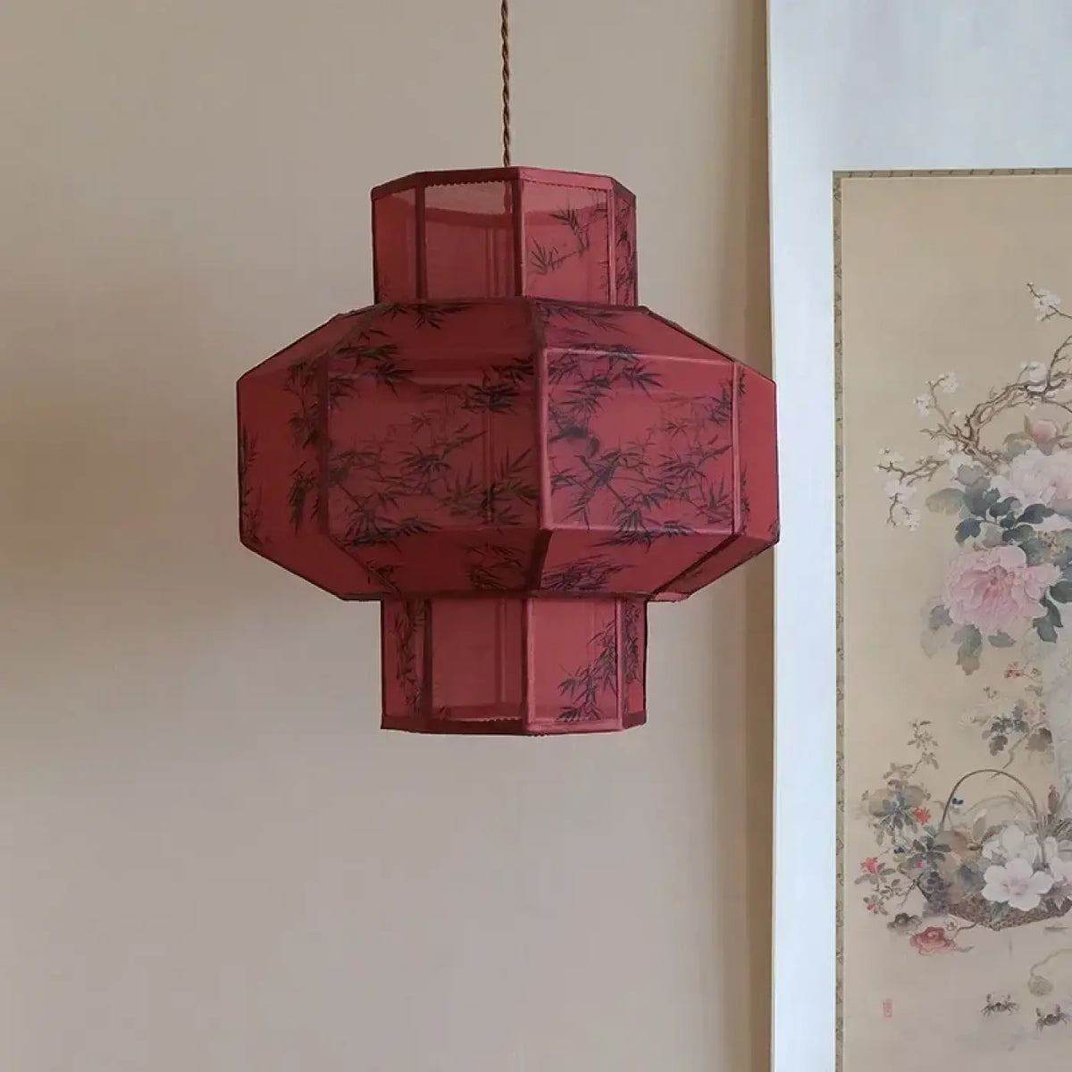 Suspension en papier façon lanterne, cinq coloris, rouge