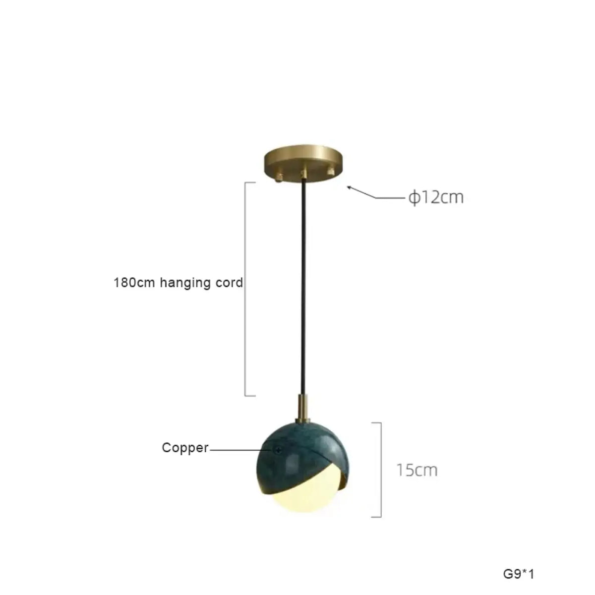 Suspension multiple verte, finition dorée ou argentée