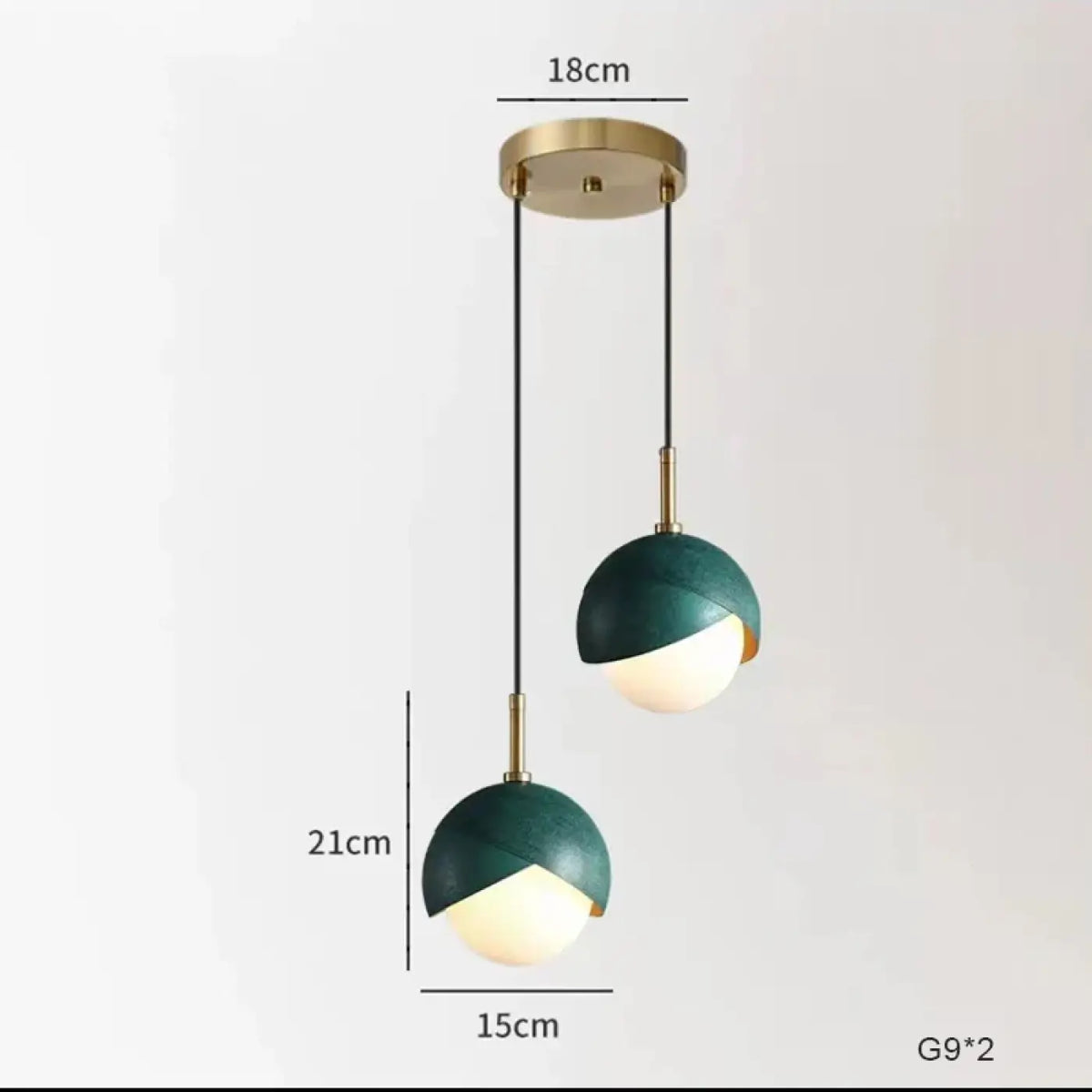 Suspension multiple verte, finition dorée ou argentée