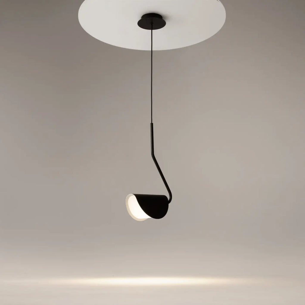 Suspension feuille pliée en acier noir mat, culot G9