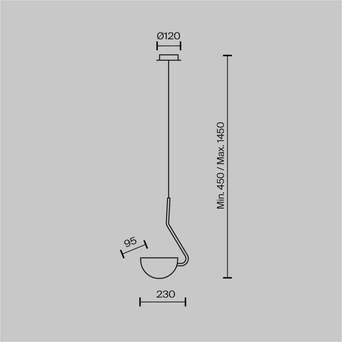 Suspension feuille pliée en acier noir mat, culot G9