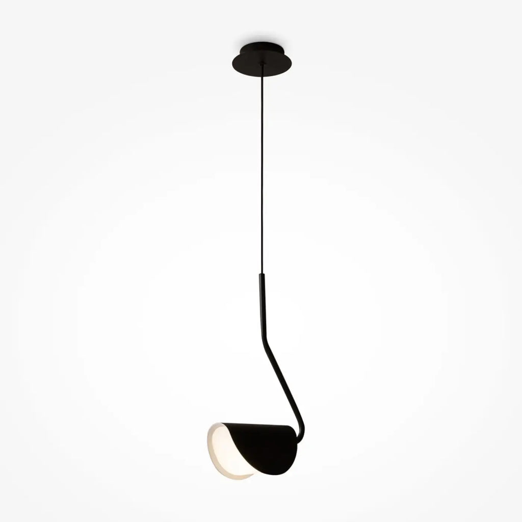 Suspension feuille pliée en acier noir mat, culot G9