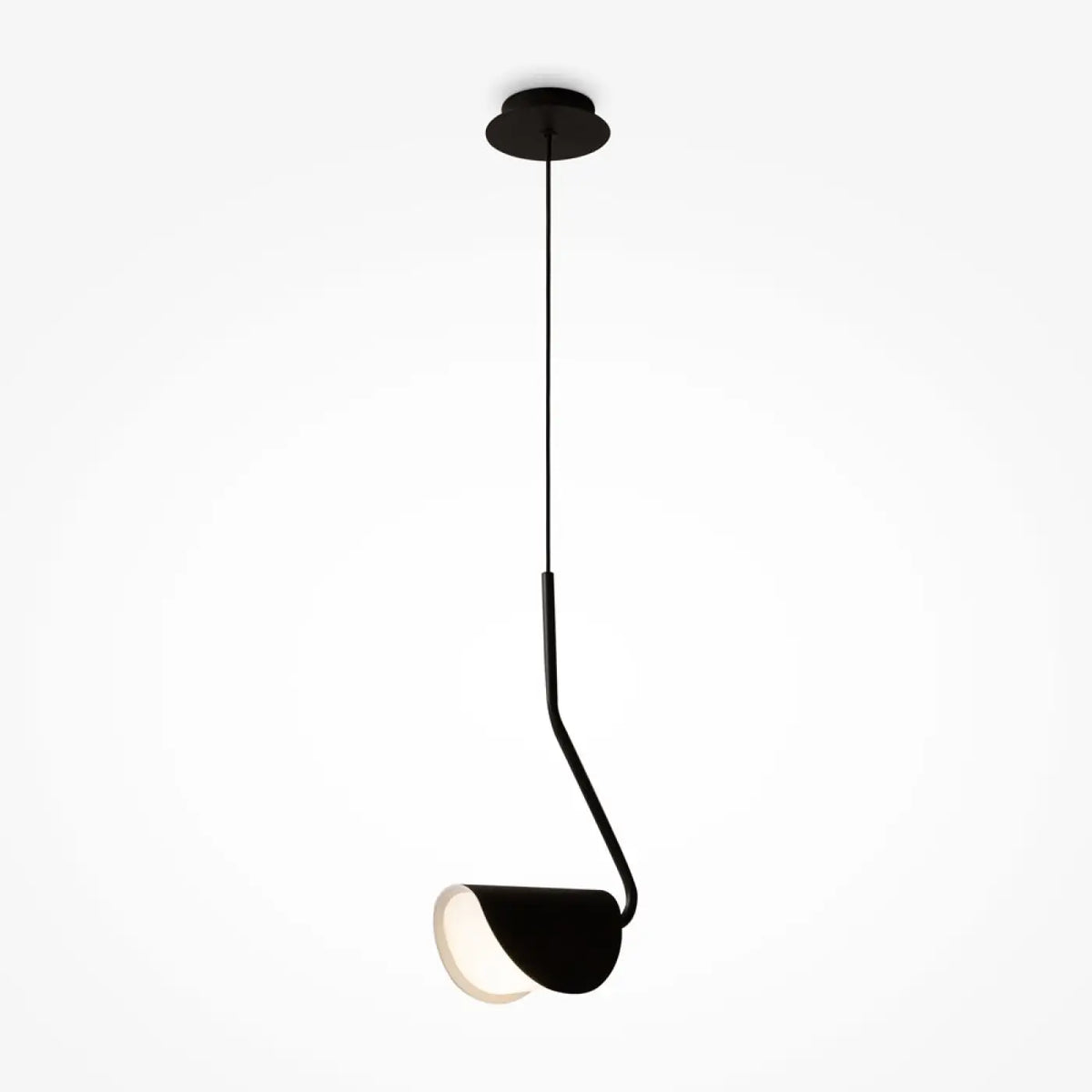 Suspension feuille pliée en acier noir mat, culot G9