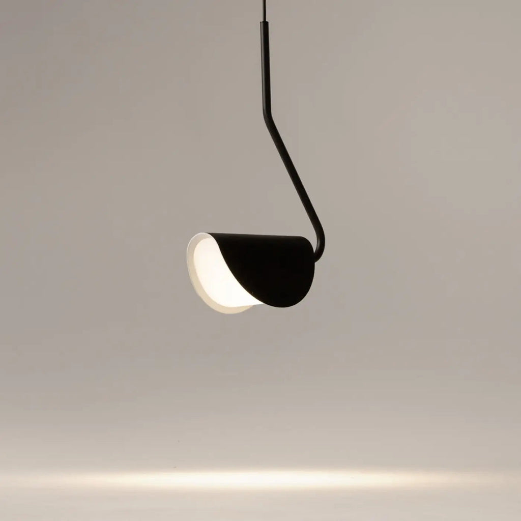 Suspension feuille pliée en acier noir mat, culot G9