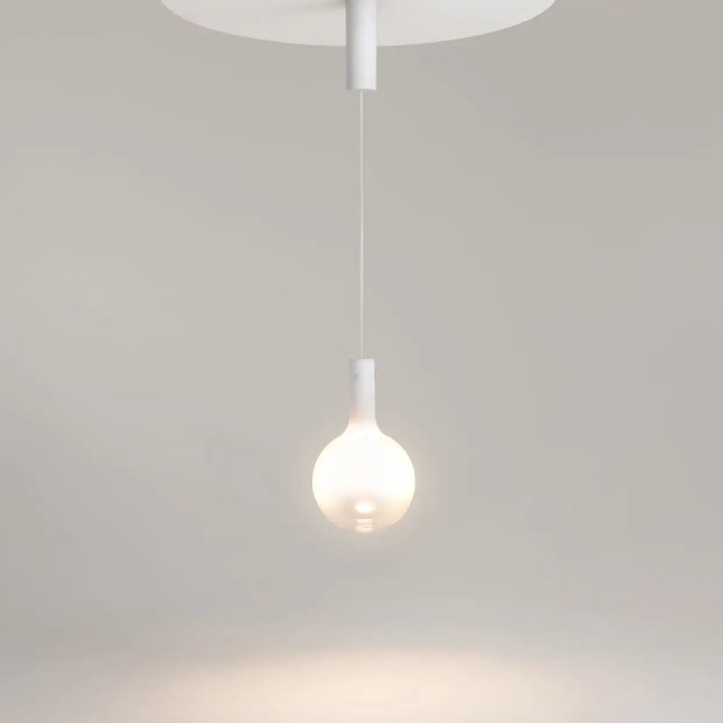 Suspension LED globe en verre, monture blanche ou noire, 2 tailles, blanc