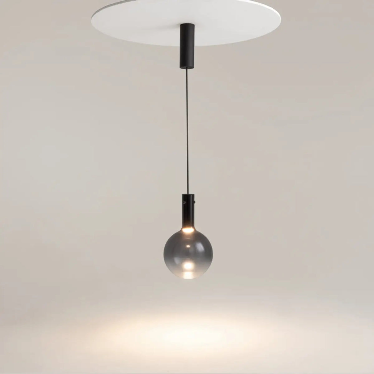 Suspension LED globe en verre, monture blanche ou noire, 2 tailles, noir