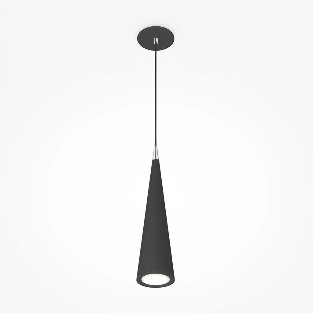 Suspension cône étroit en verre et acier, culot GU10, noir