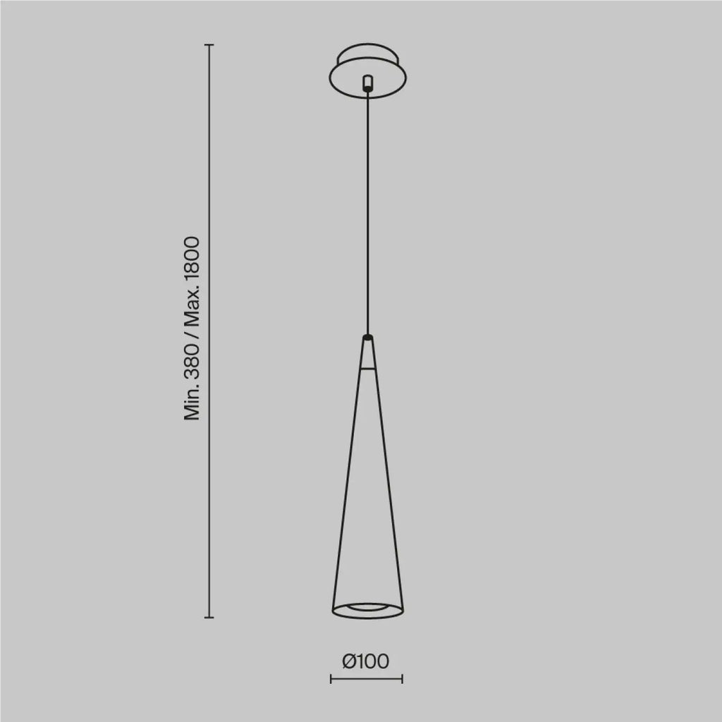 Suspension cône étroit en verre et acier, culot GU10