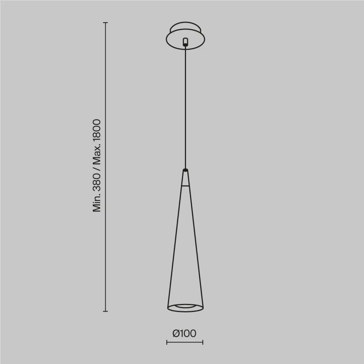 Suspension cône étroit en verre et acier, culot GU10