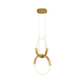 Suspension LED à deux anneaux entrelacés en aluminium doré