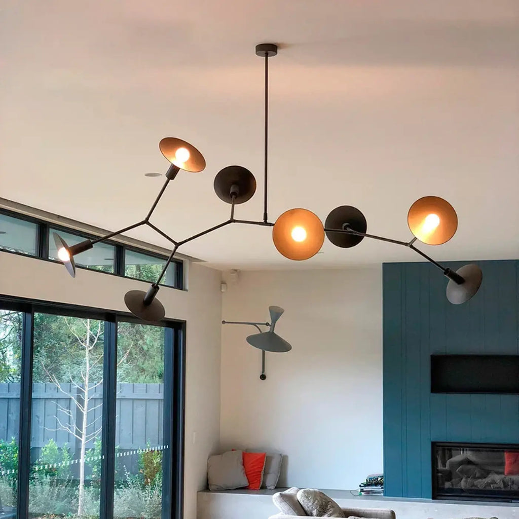Suspension noire à bras articulés, de 4 à 10 lampes