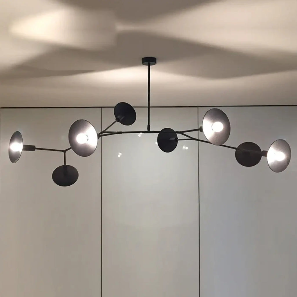 Suspension noire à bras articulés, de 4 à 10 lampes