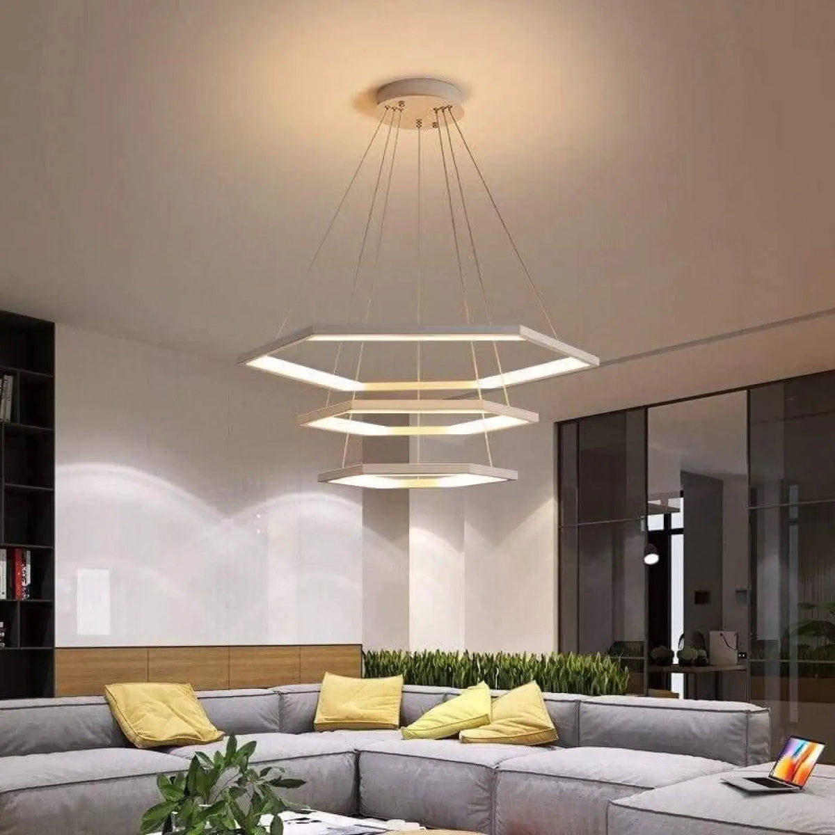 Suspension design moderne, coloris noir, blanc ou doré, blanc