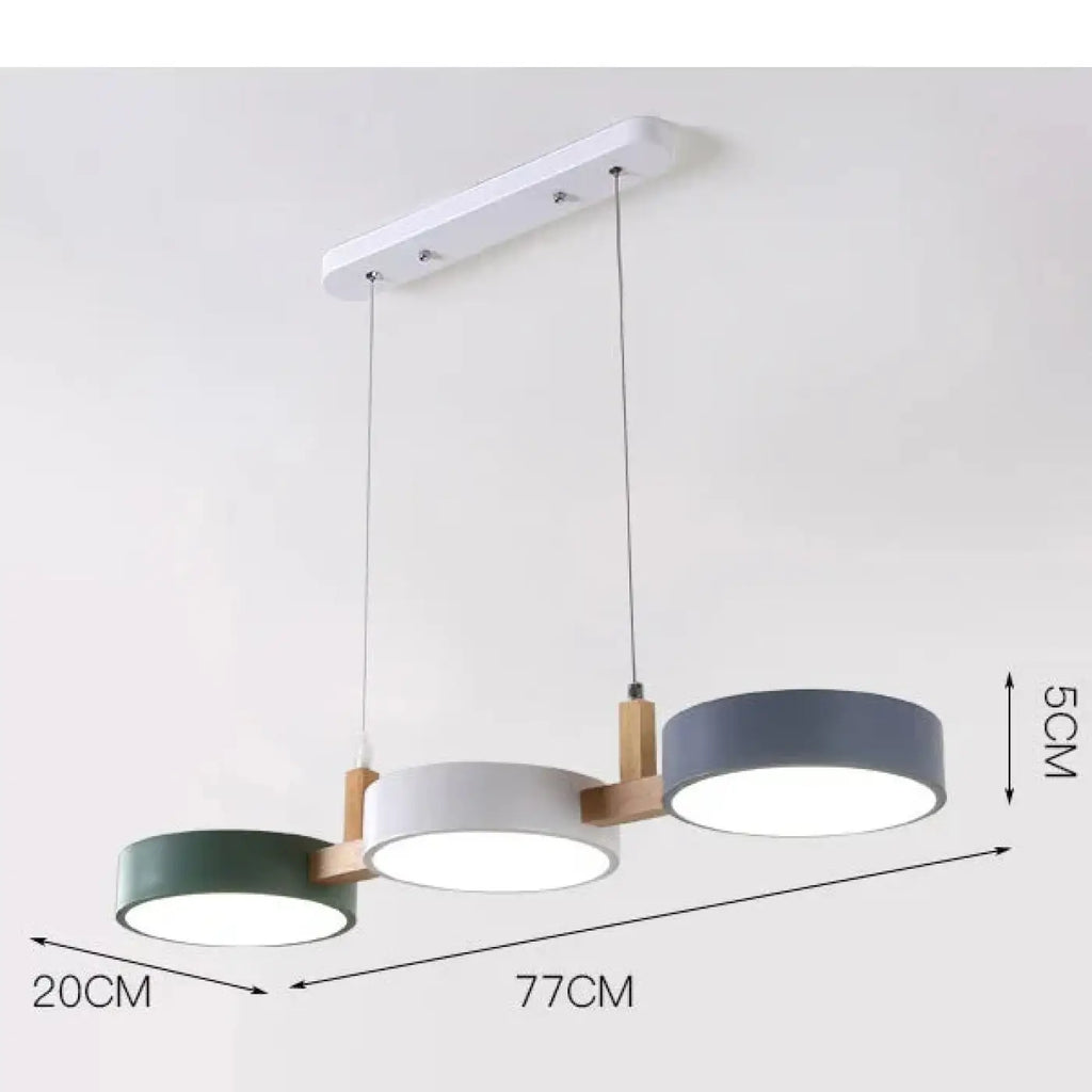 Suspension nordique à trois cercles en bois, colorée ou blanche, multicolore