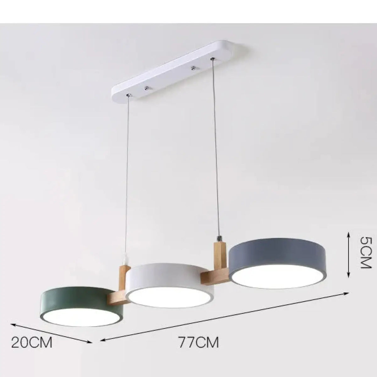 Suspension nordique à trois cercles en bois, colorée ou blanche, multicolore