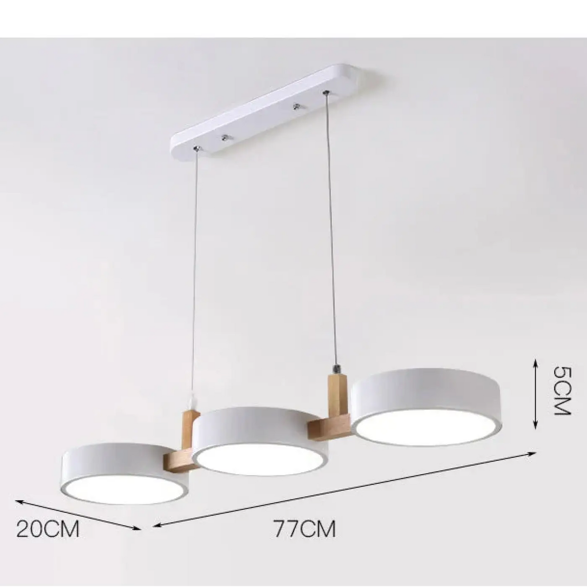 Suspension nordique à trois cercles en bois, colorée ou blanche, blanc