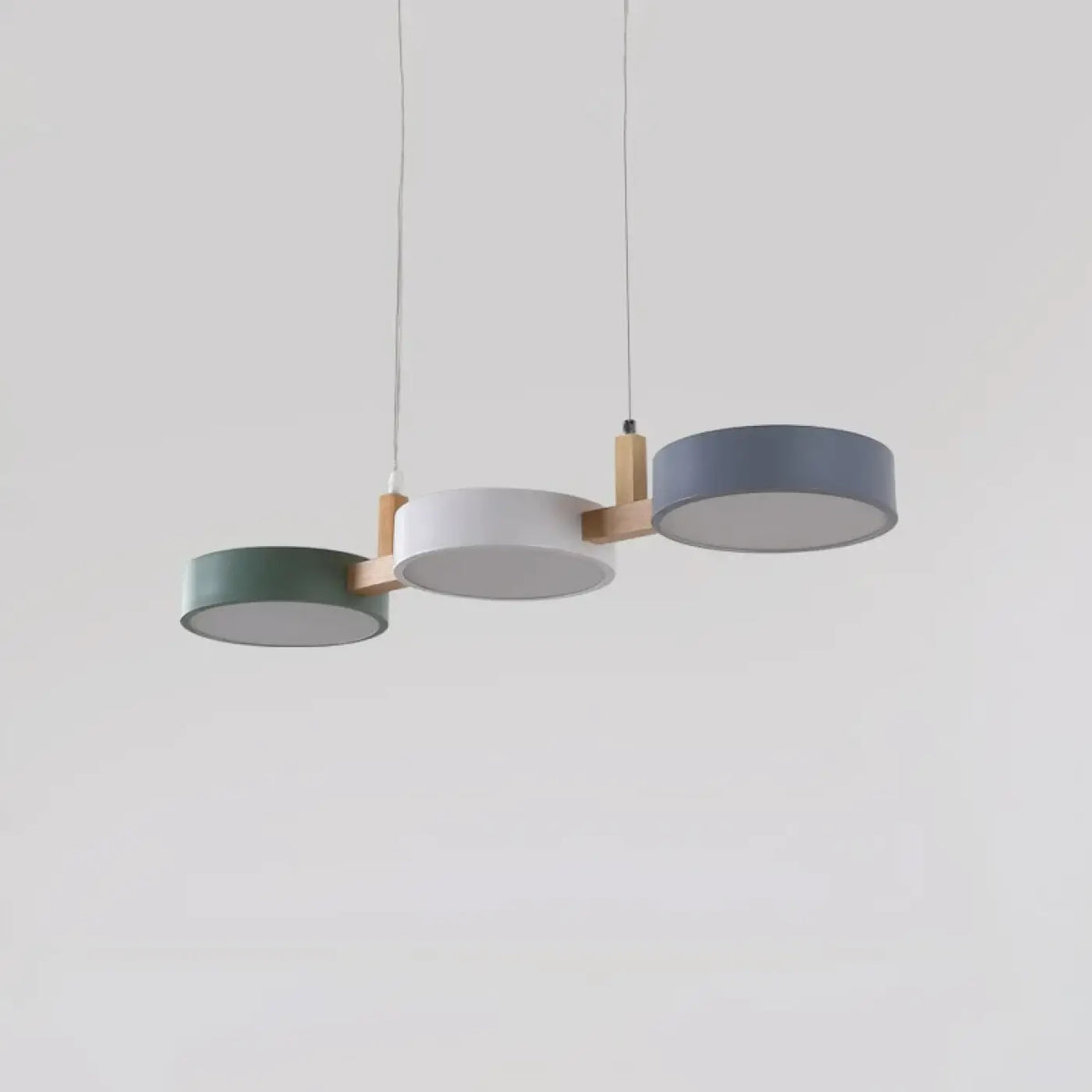 Suspension nordique à trois cercles en bois, colorée ou blanche