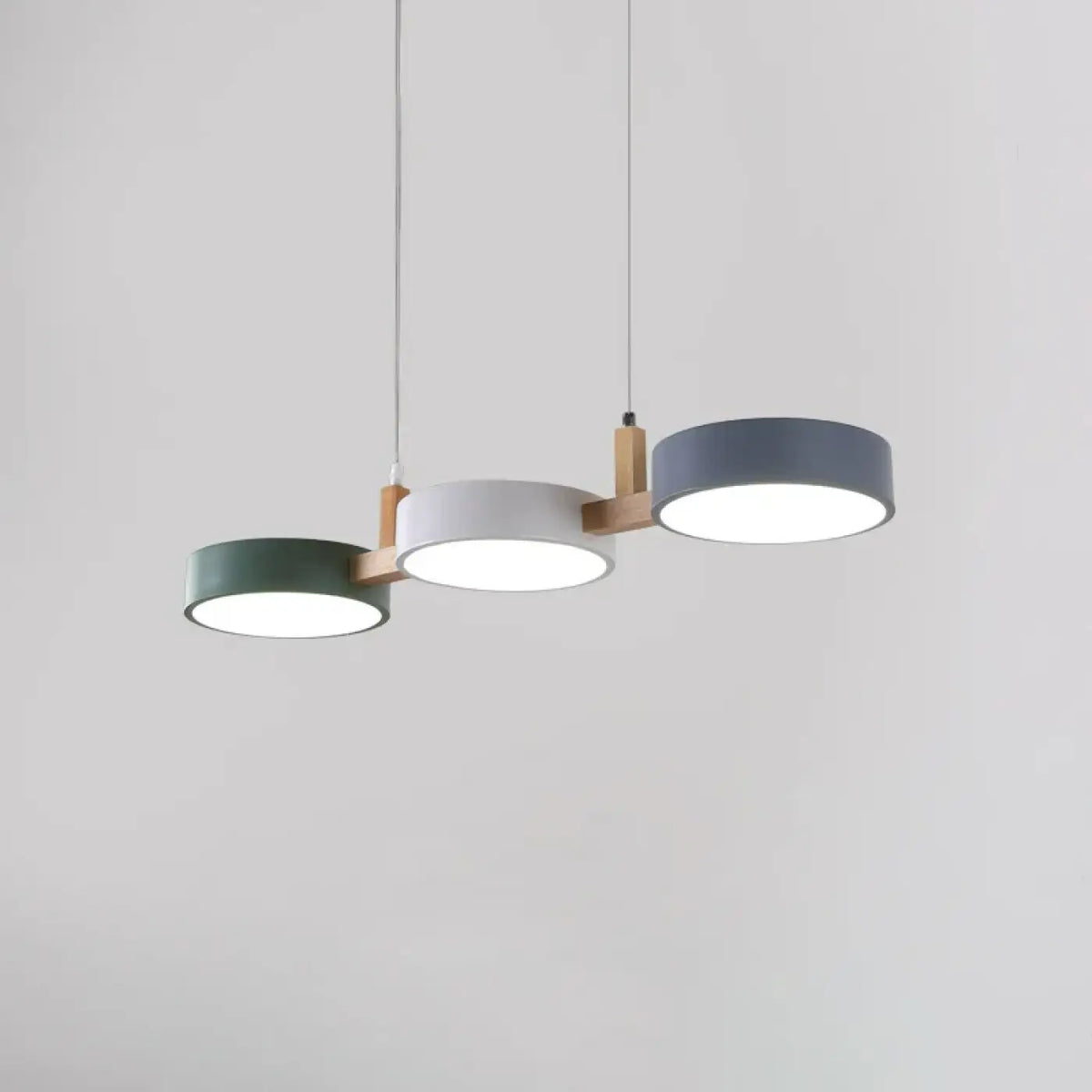 Suspension nordique à trois cercles en bois, colorée ou blanche