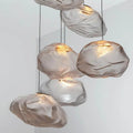 Suspension nuage en verre sculpté, transparent, jaune ou gris