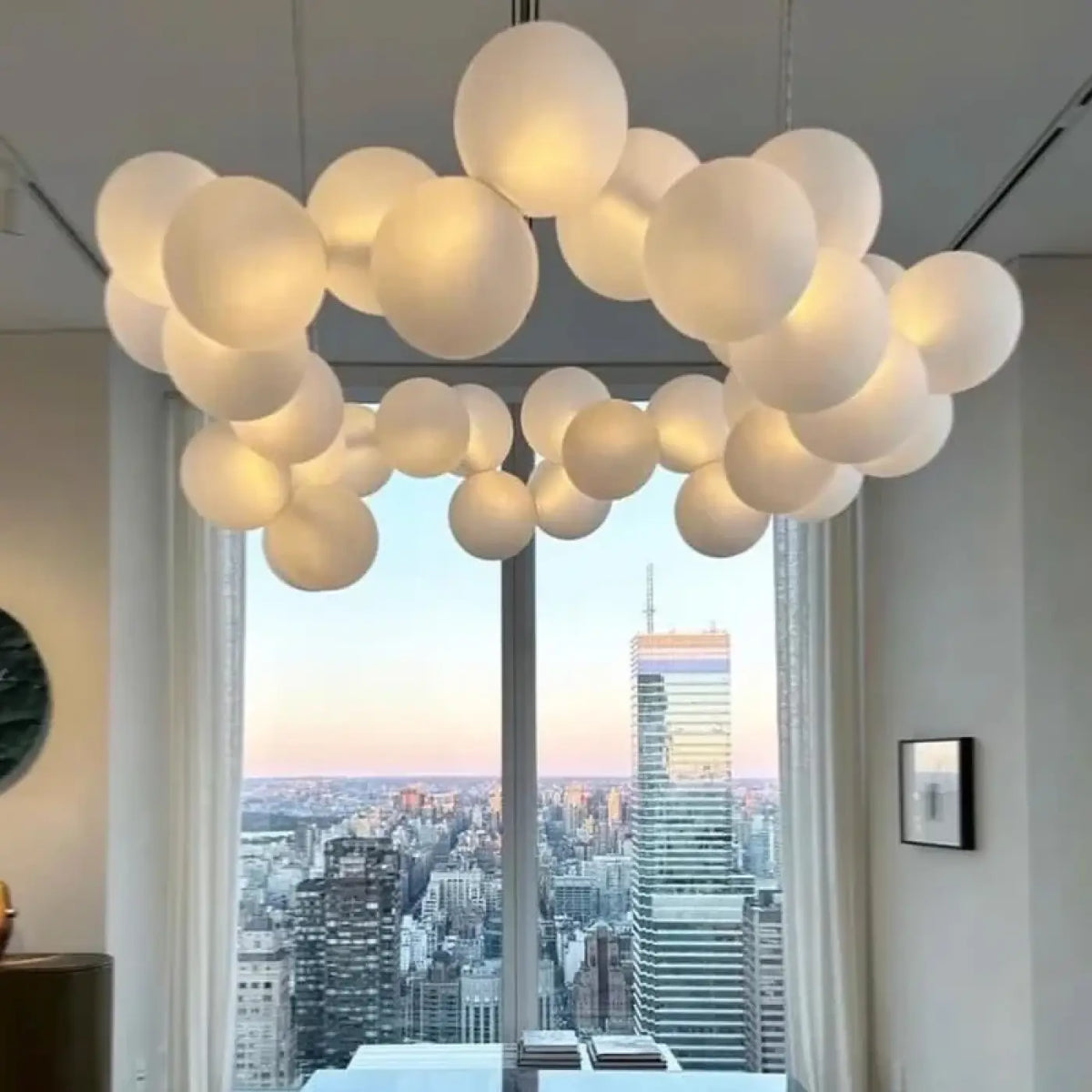 Suspension nuage en sphères blanches, tailles S à L