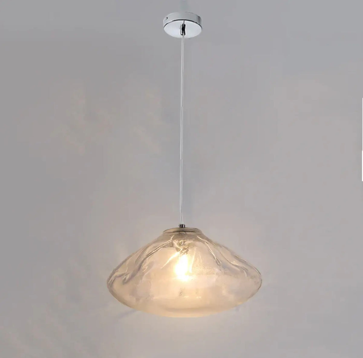 Suspension nuage en verre sculpté, gris, transparent ou ambre