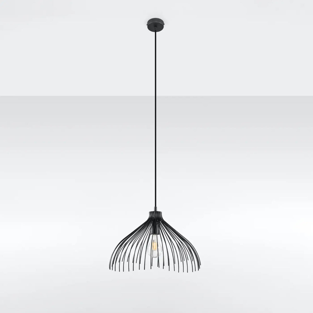 Suspension filaire en acier en forme d'ombrelle, 40 cm, blanc ou noir, noir