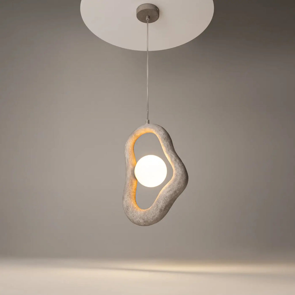 Suspension organique en résine effet pierre, gris ou blanc