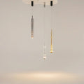 Suspension LED tube de verre teinté, fumé, doré ou argenté