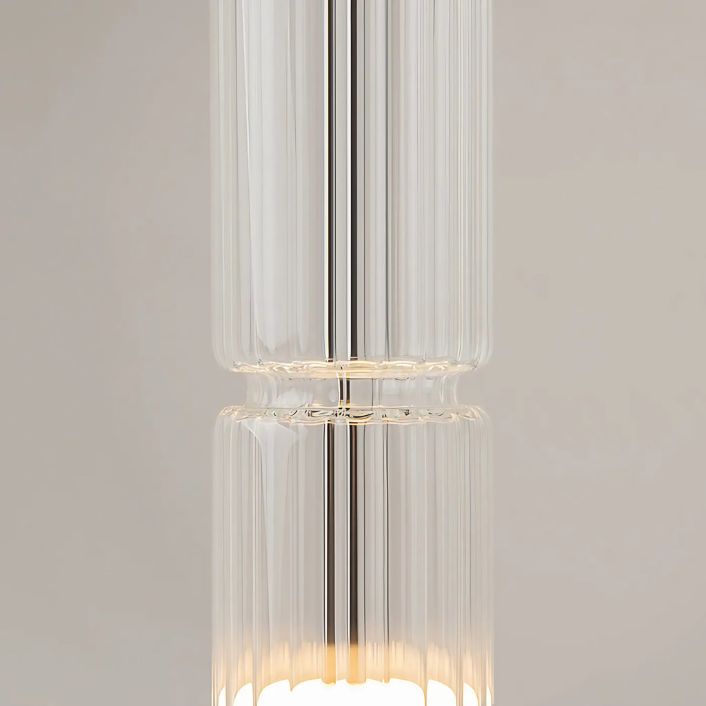 Suspension LED tube de verre teinté, fumé, doré ou argenté