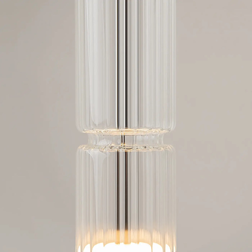 Suspension LED tube de verre teinté, fumé, doré ou argenté