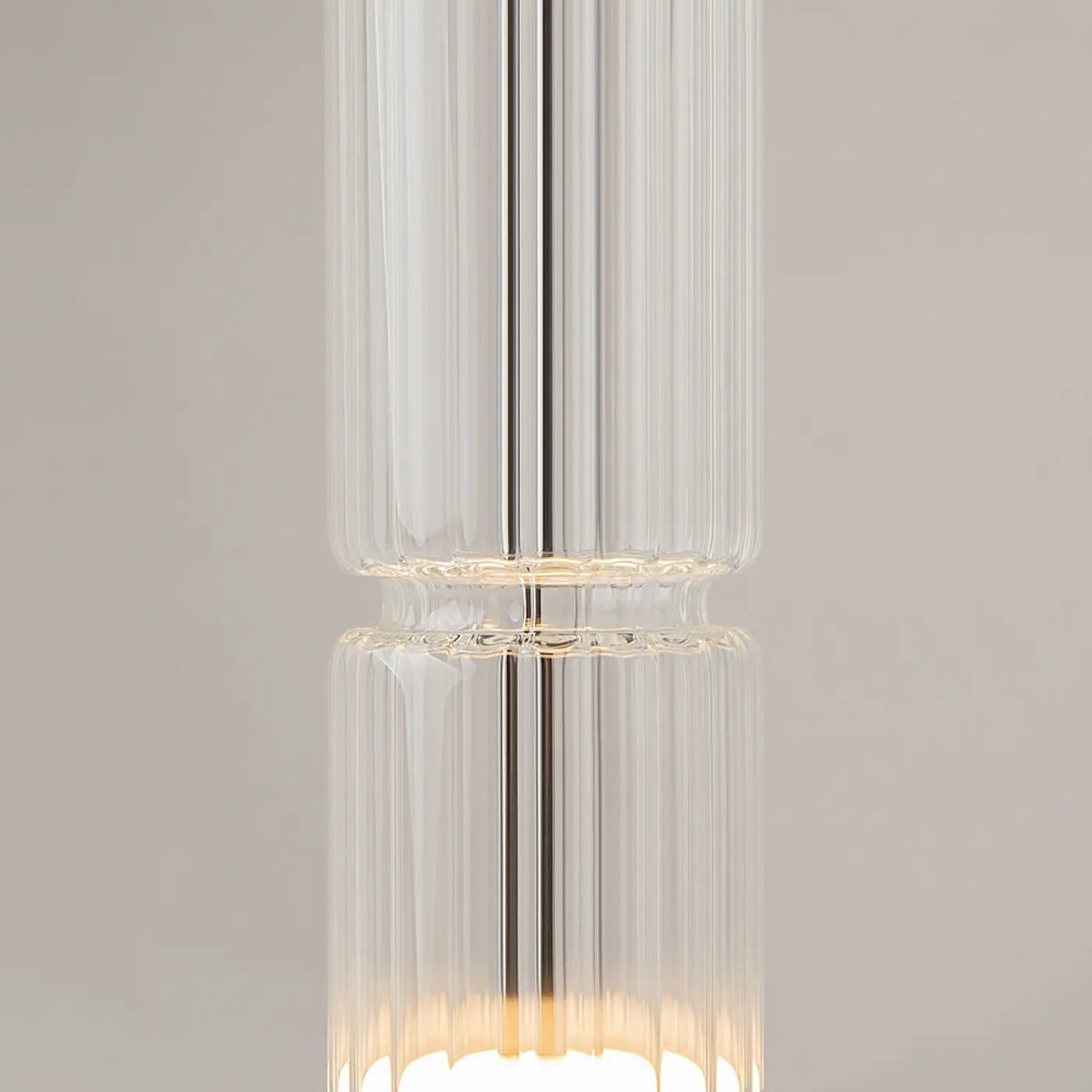 Suspension LED tube de verre teinté, fumé, doré ou argenté