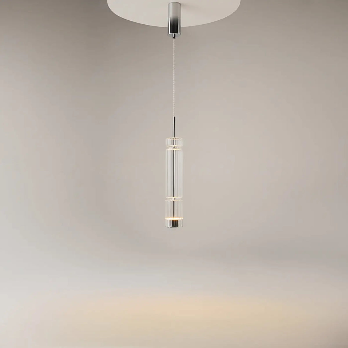 Suspension LED tube de verre teinté, fumé, doré ou argenté