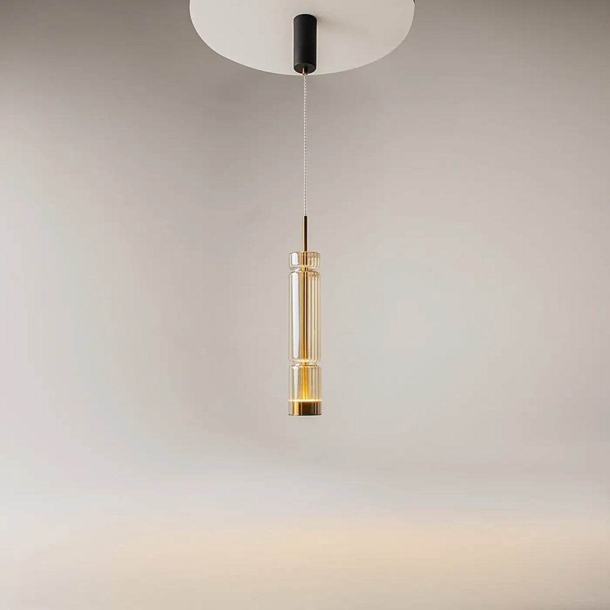 Suspension LED tube de verre teinté, fumé, doré ou argenté