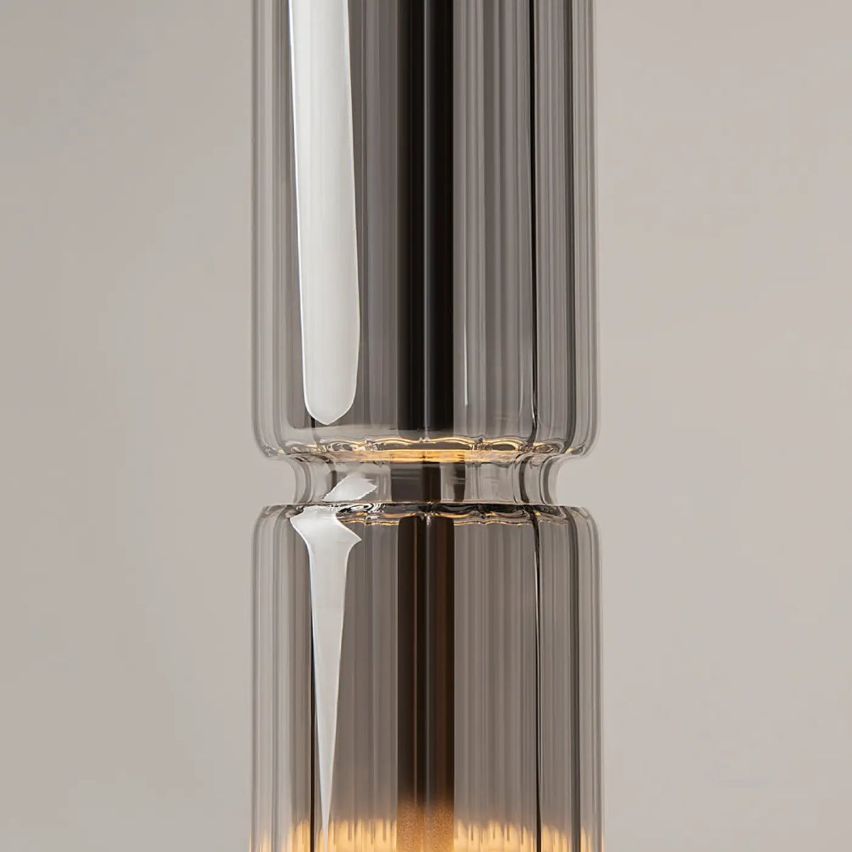 Suspension LED tube de verre teinté, fumé, doré ou argenté